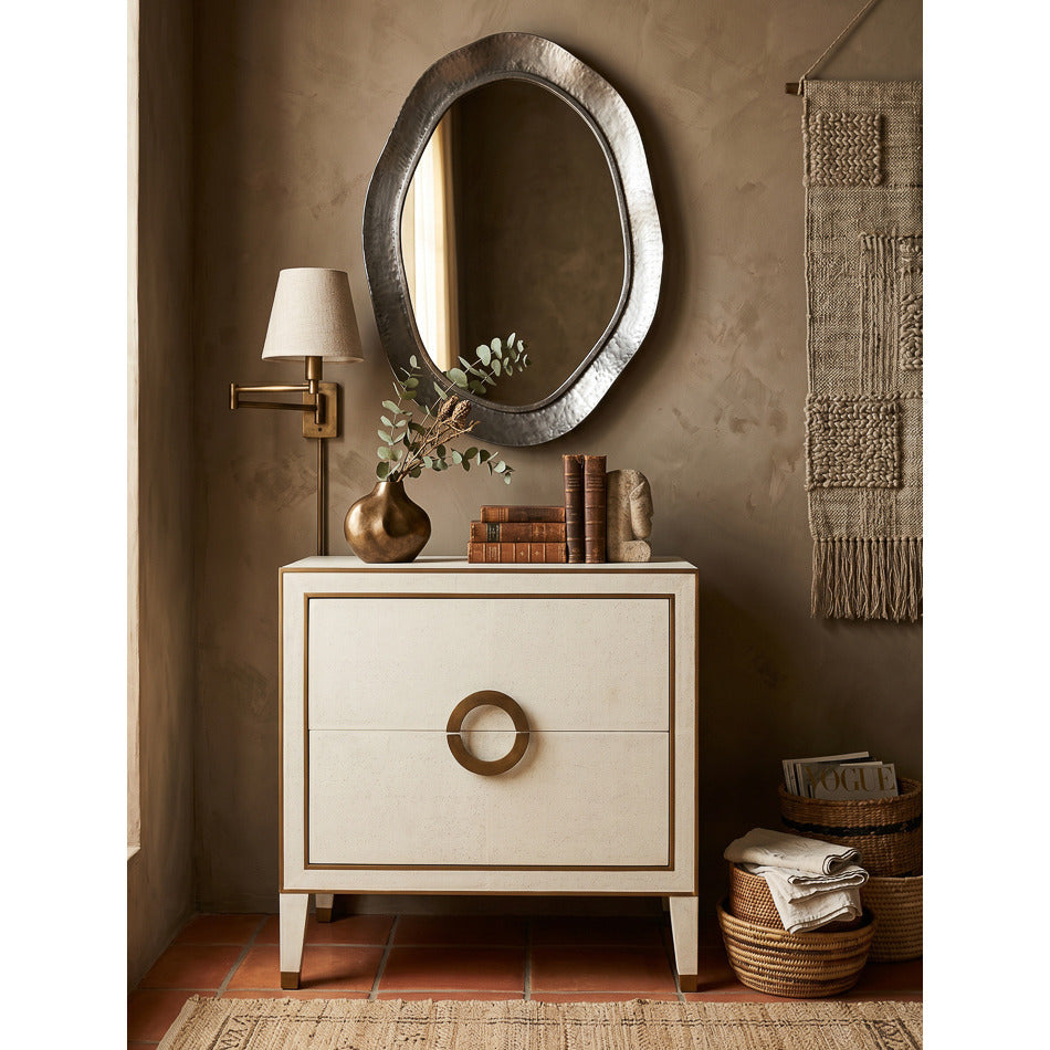 Shagreen Nightstand in Osprey White with Gold Hardware - additional view