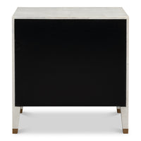 Shagreen Nightstand in Osprey White with Gold Hardware - additional view