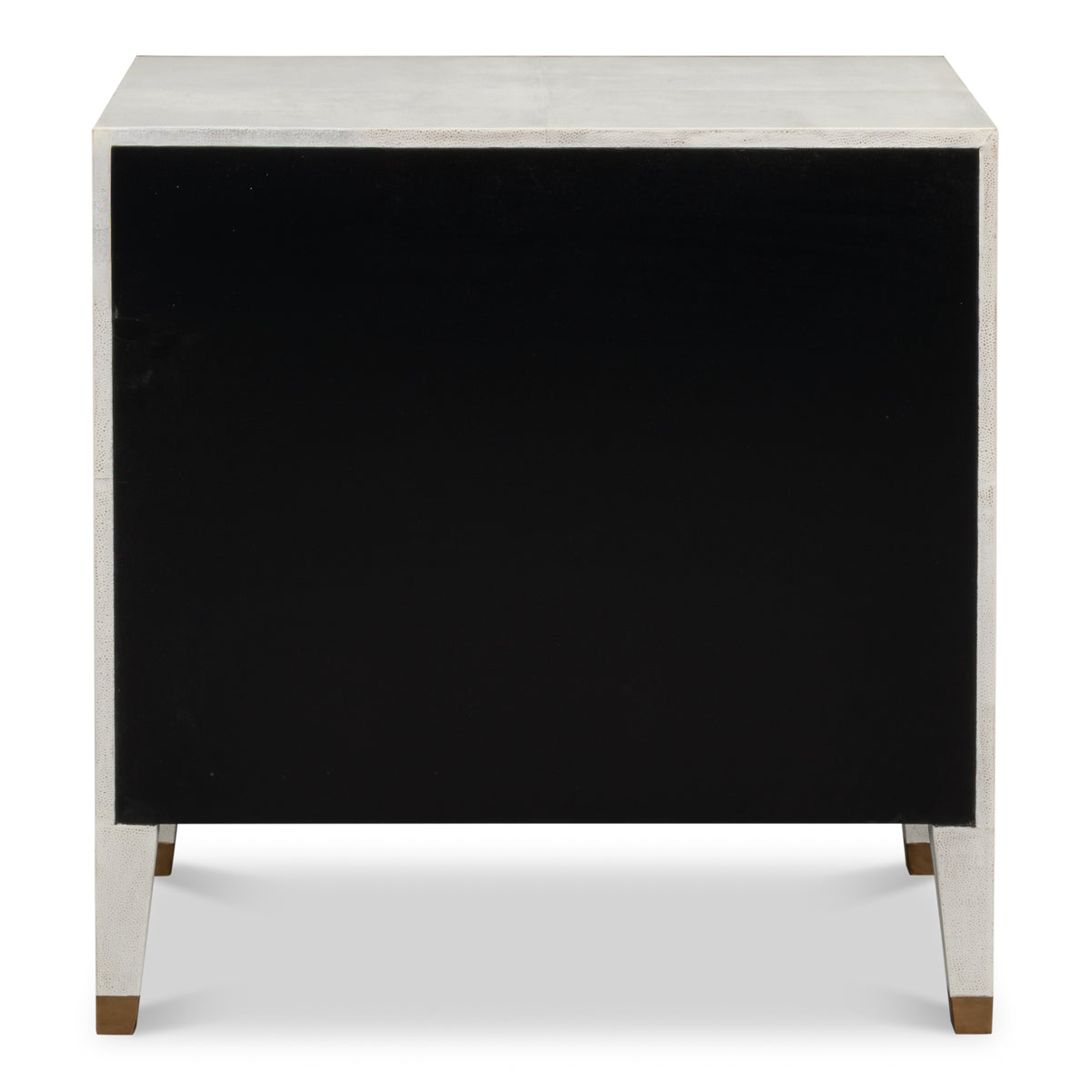 Shagreen Nightstand in Osprey White with Gold Hardware - additional view