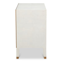 Shagreen Nightstand in Osprey White with Gold Hardware - additional view