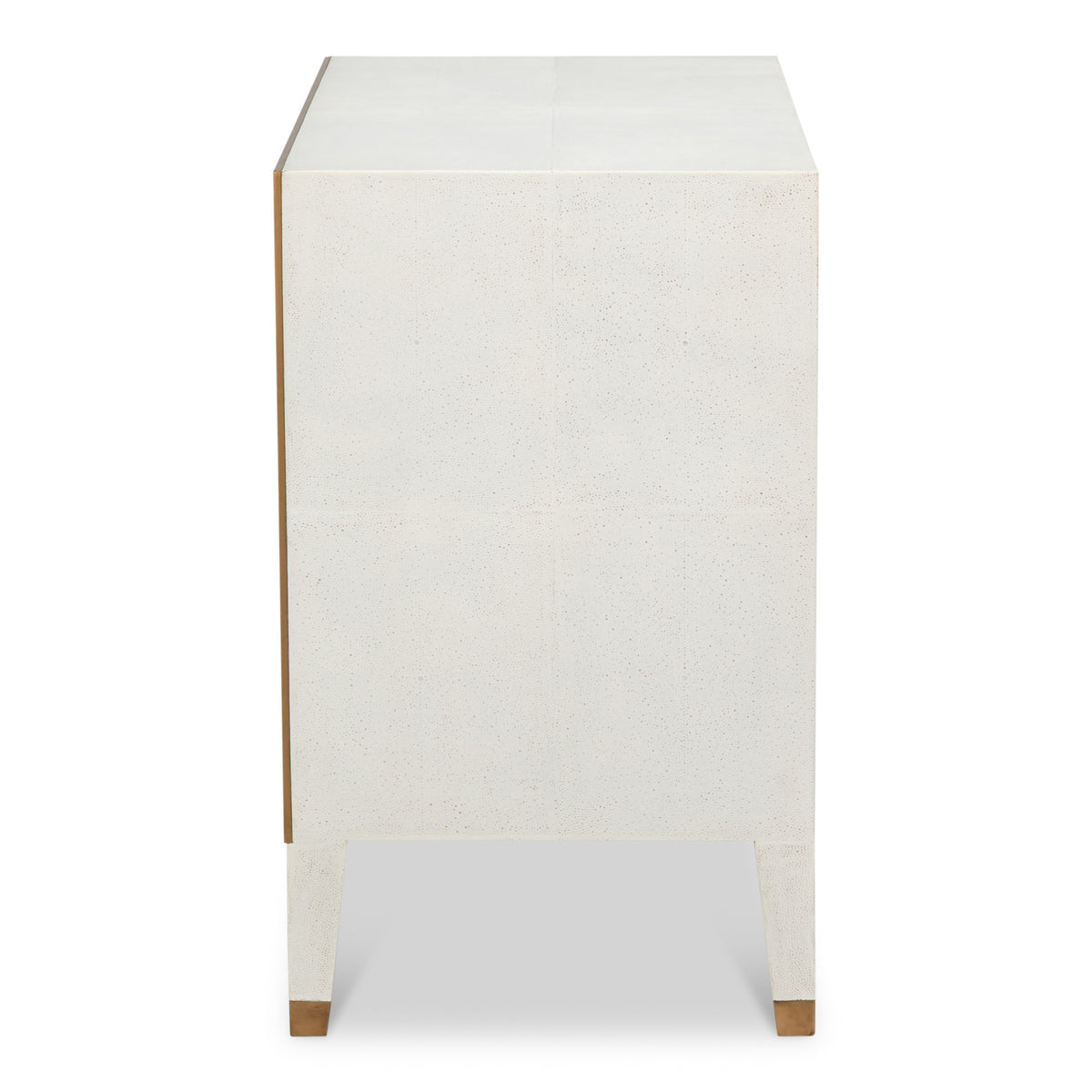 Shagreen Nightstand in Osprey White with Gold Hardware - additional view