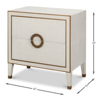 Dimension drawing for Shagreen Nightstand in Osprey White with Gold Hardware
