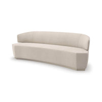 Beige curved modern sofa angled view