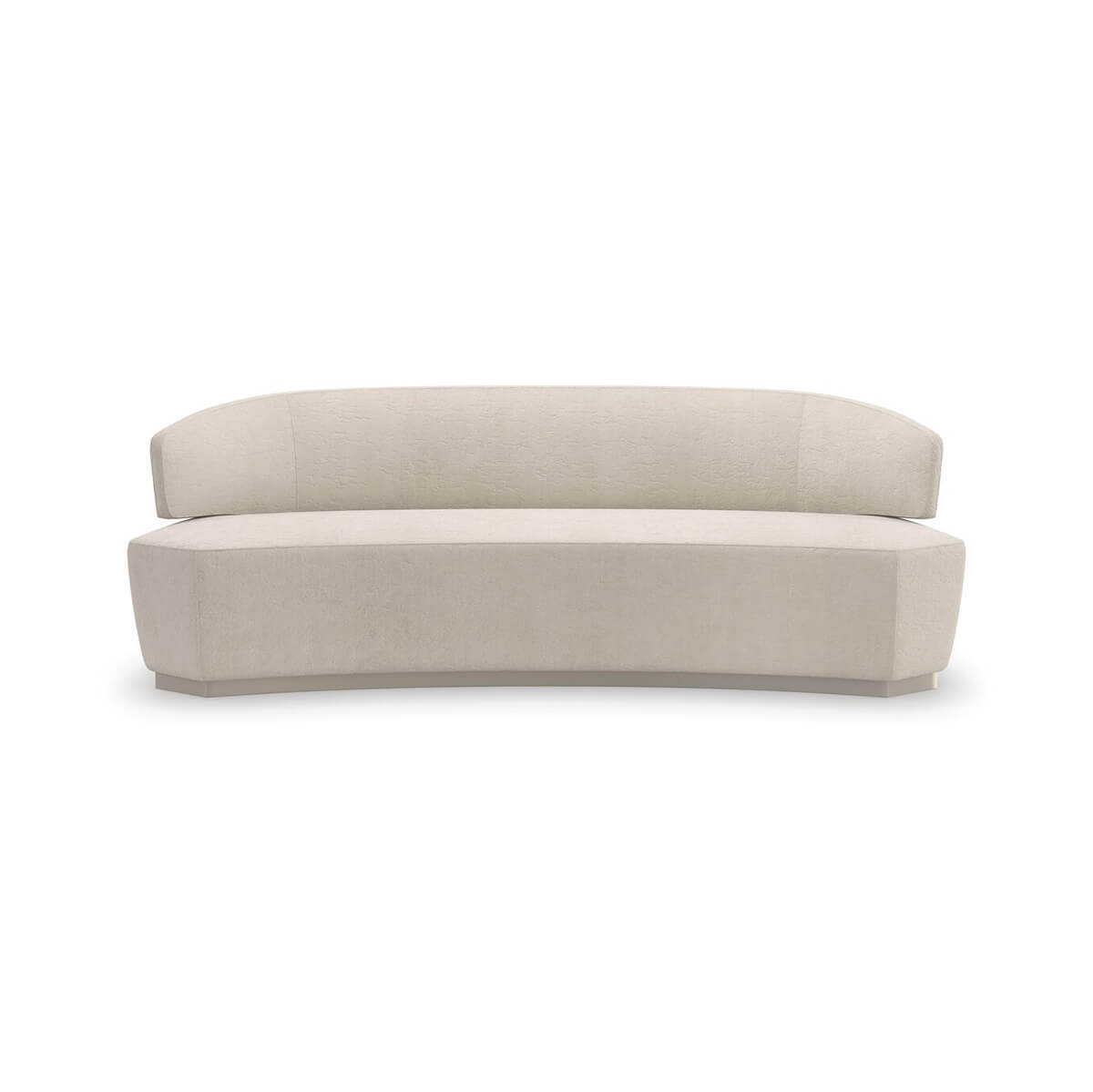 Beige curved modern sofa front view