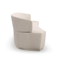Beige curved modern sofa side angle