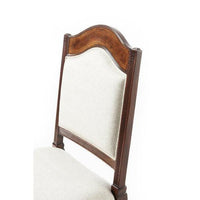 Close-up of backrest on Sheraton Satinwood dining chair.