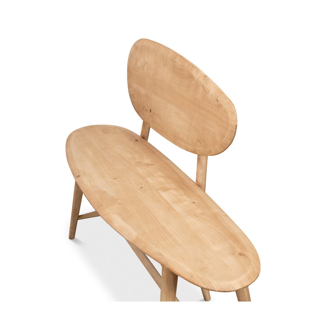 Short Organic Modern Natural Wood Bench - English Georgian America