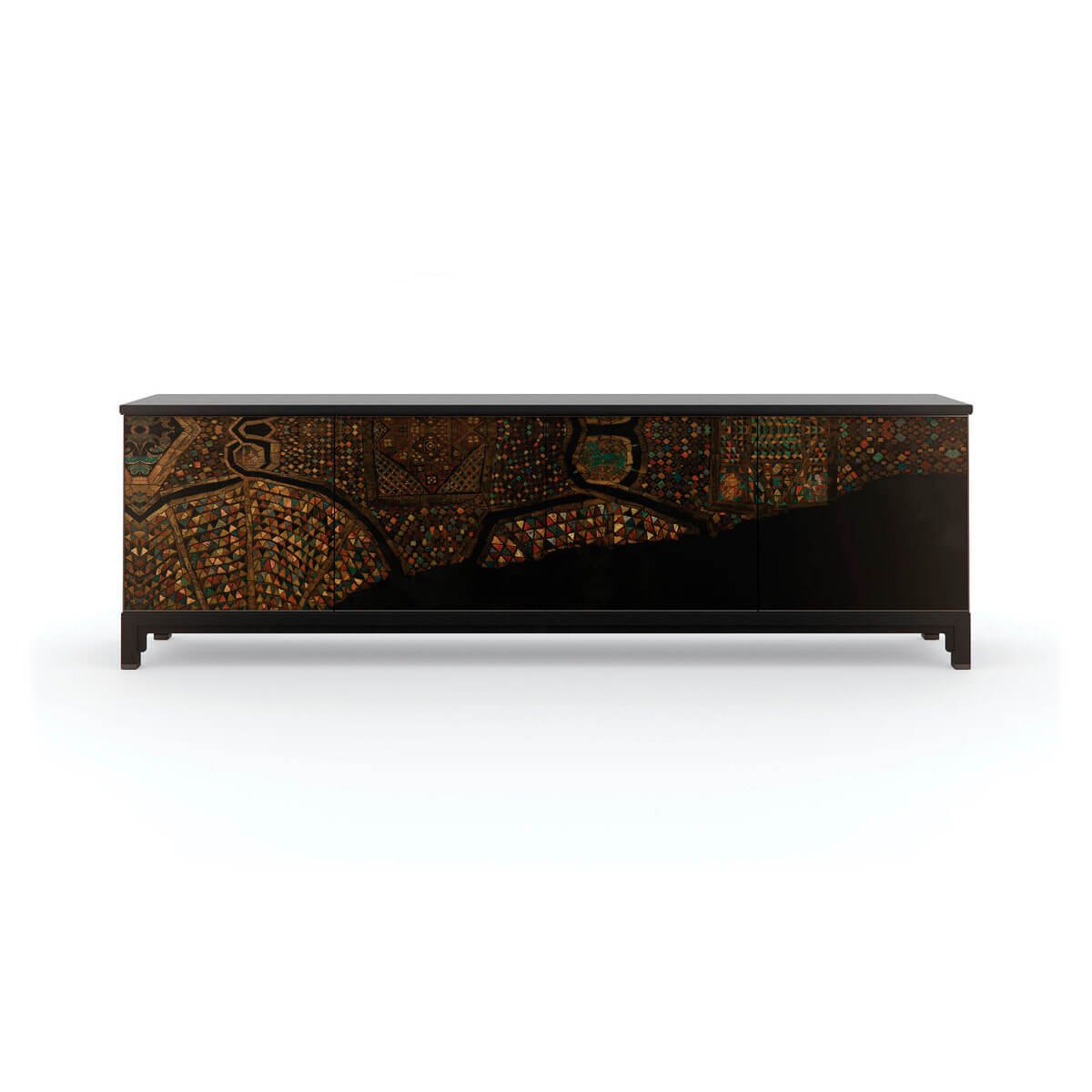 Front view of Silk Road Sideboard showcasing intricate design.