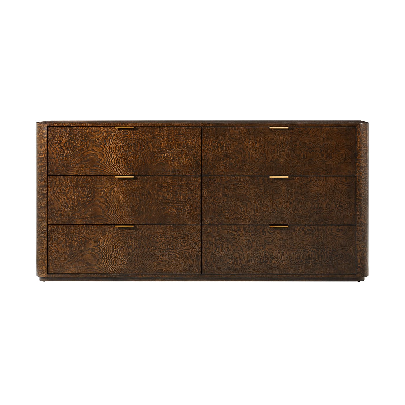 Front view of six-drawer Art Deco dresser.