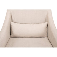 Close-up of beige dining chair cushion and seat