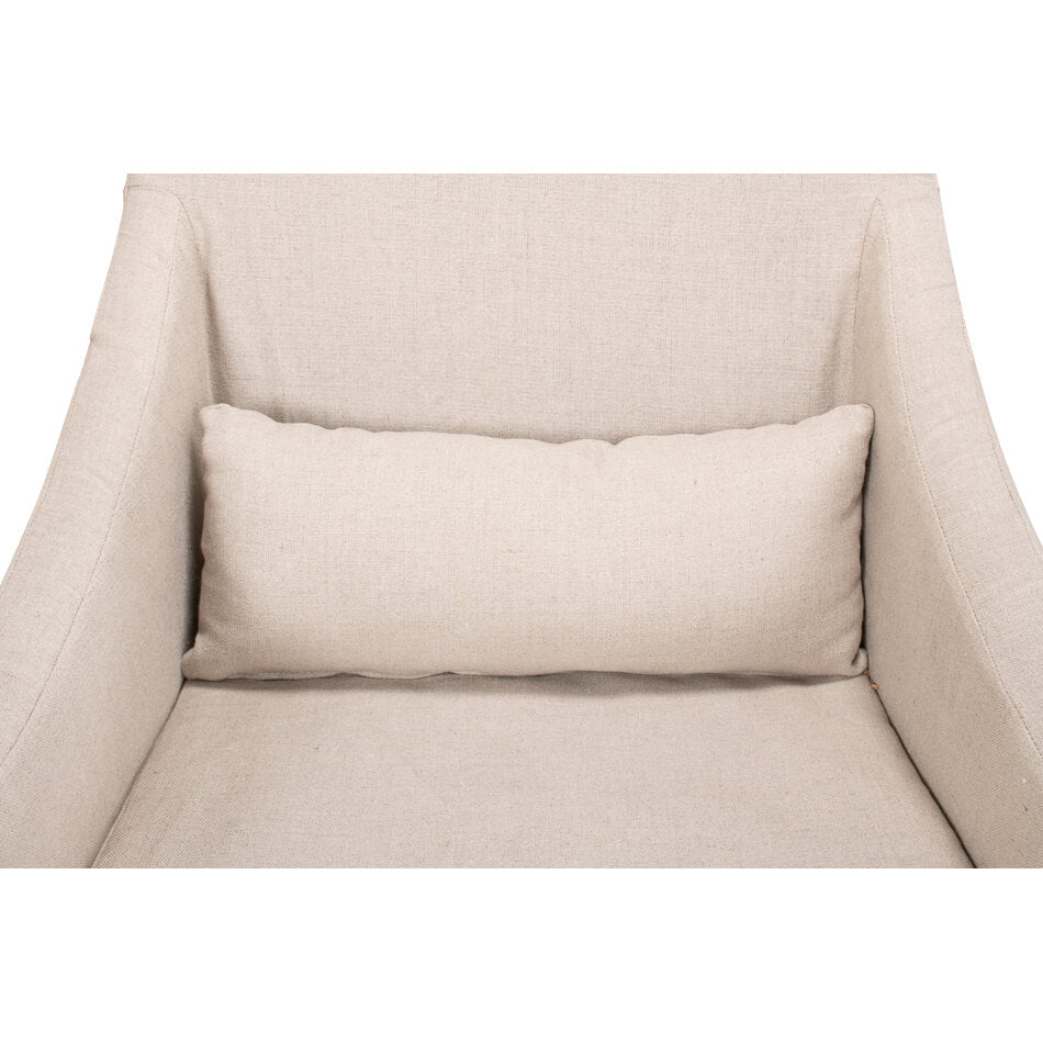 Close-up of beige dining chair cushion and seat