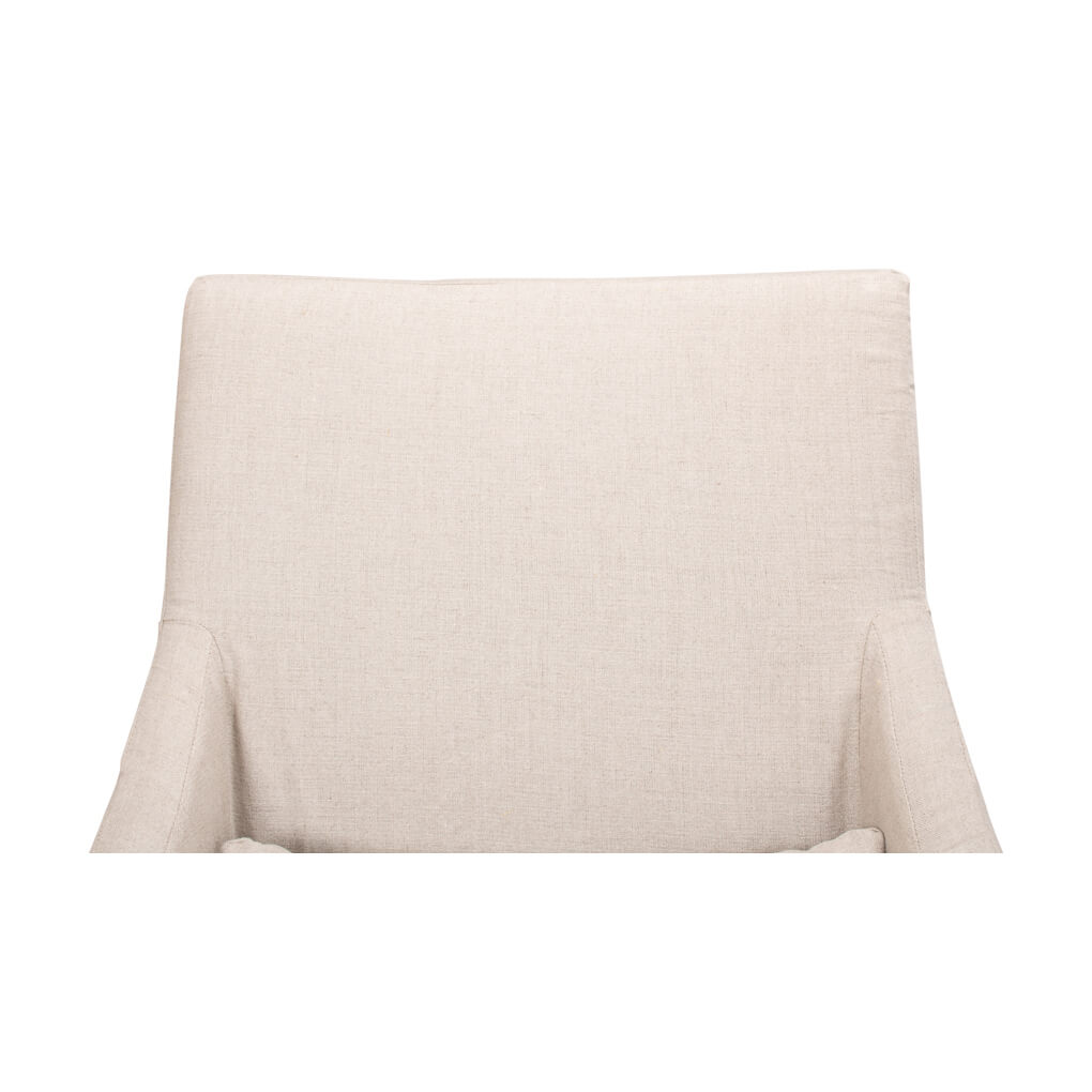 Beige dining chair backrest close-up