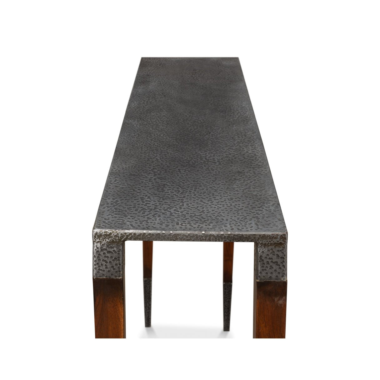 Long view of tabletop, Slim Art Deco console table.