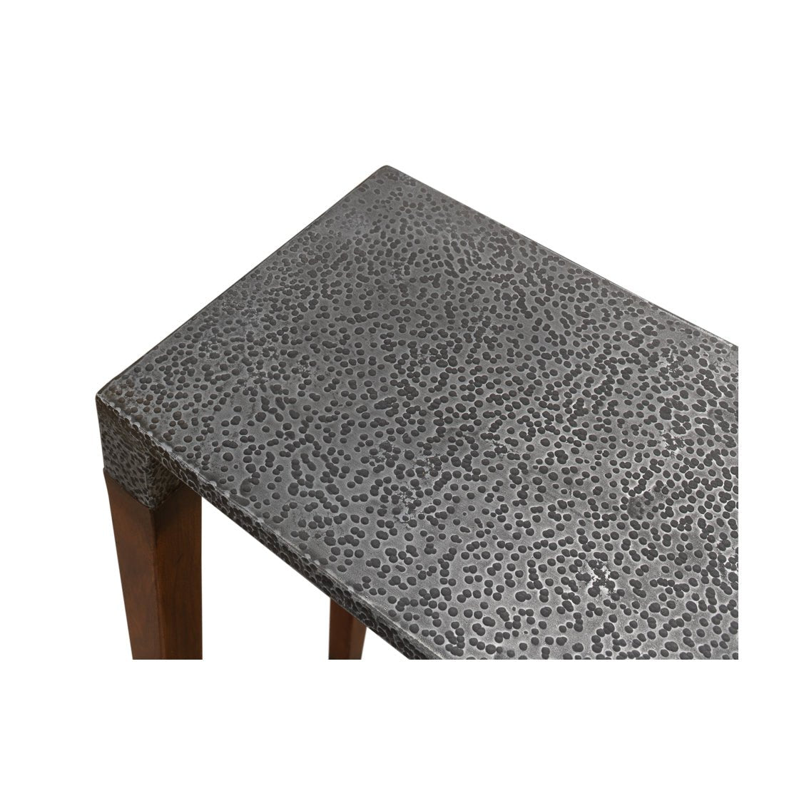 Textured corner, Slim Art Deco console table surface.