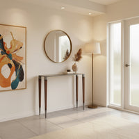 Slim Art Deco console table in modern entryway.