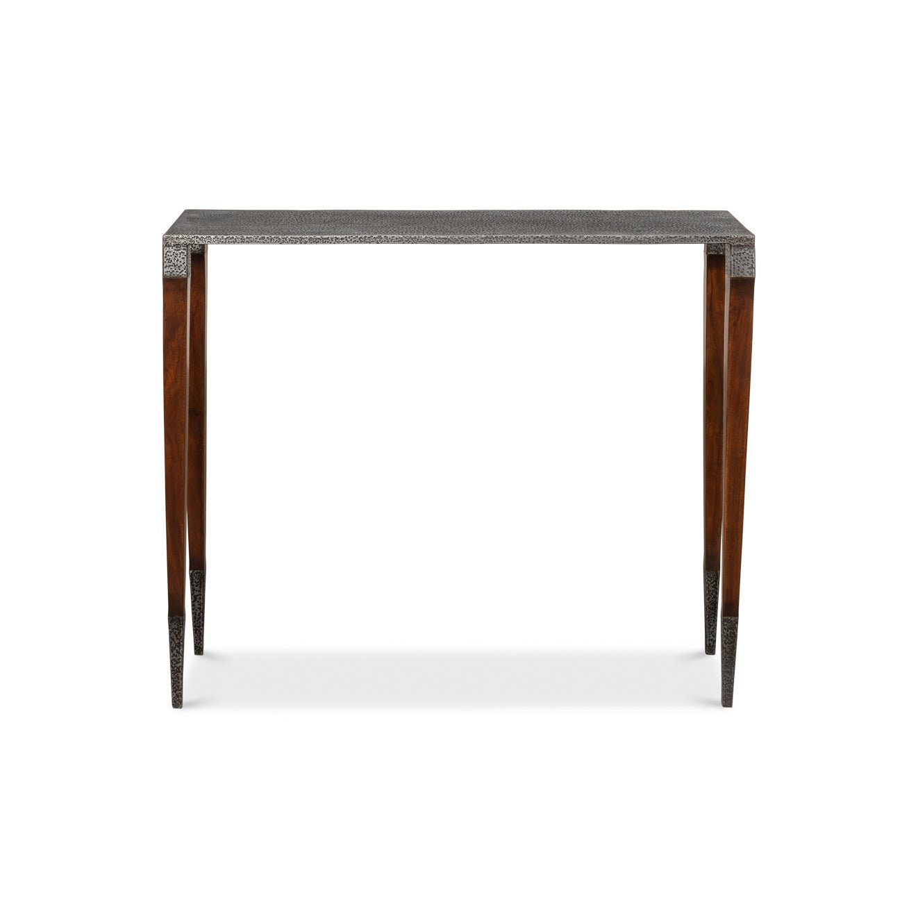 Slim Art Deco console table, direct front view.
