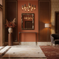 Slim Art Deco console table in elegant hallway setting.