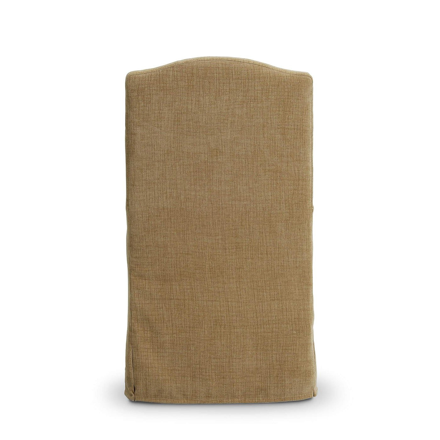 Slipcovered dining chair back view.