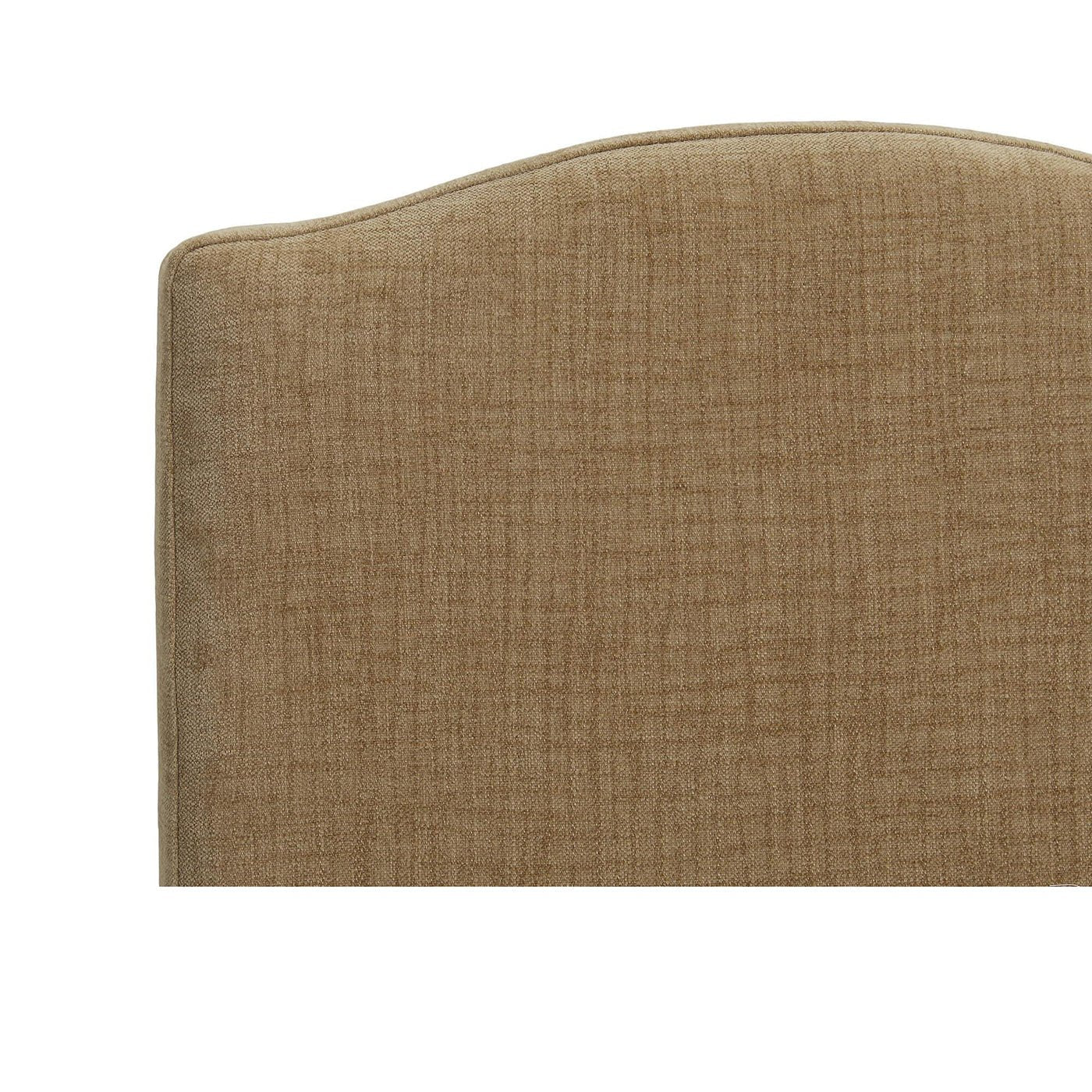 Upper back detail of slipcovered dining chair.