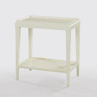 Two-tier side table, drift white, front view.