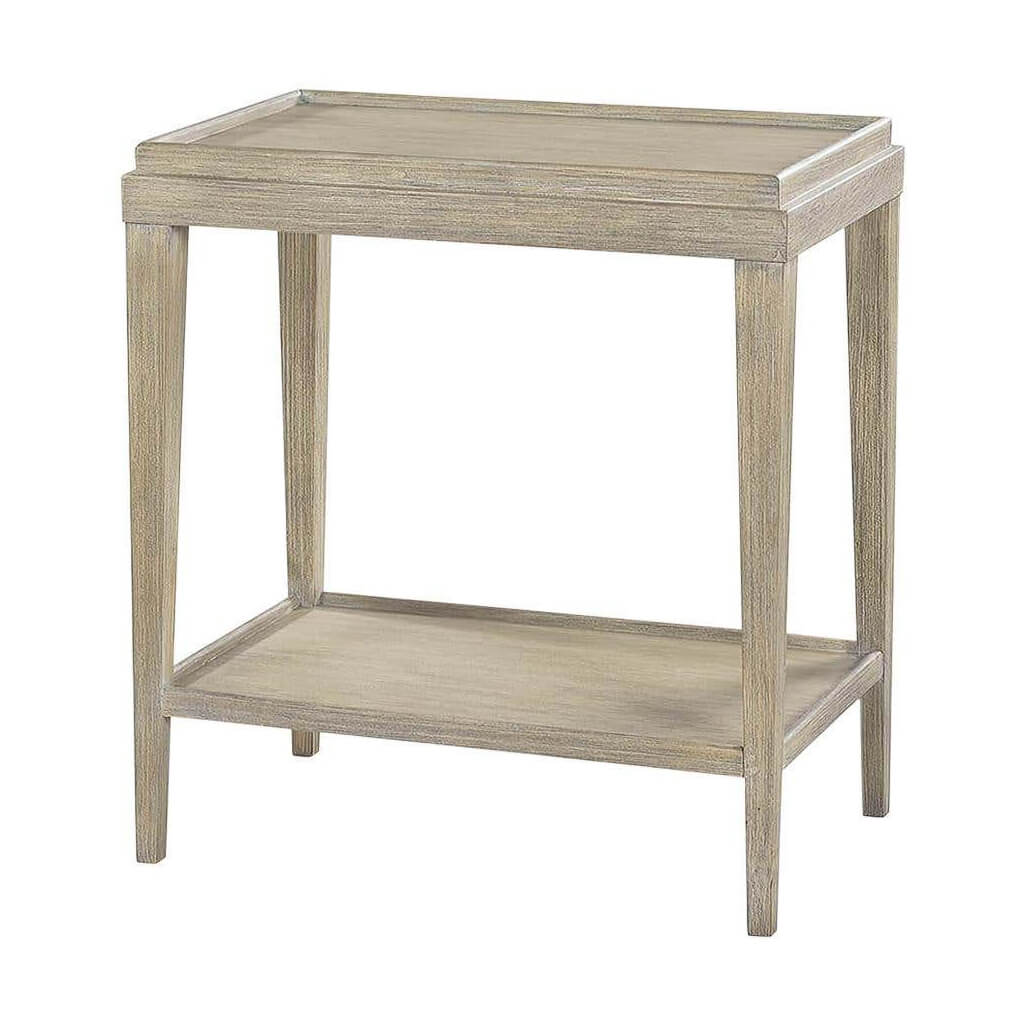 Small gray two-tier side table front view