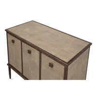 Top view of contemporary sideboard, emphasizing design and finish.