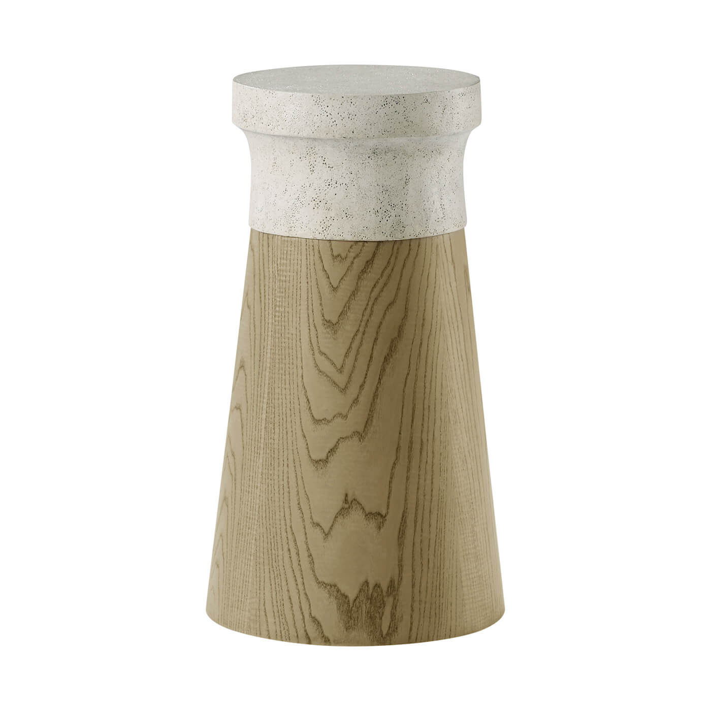 Small cylinder accent table, angled view