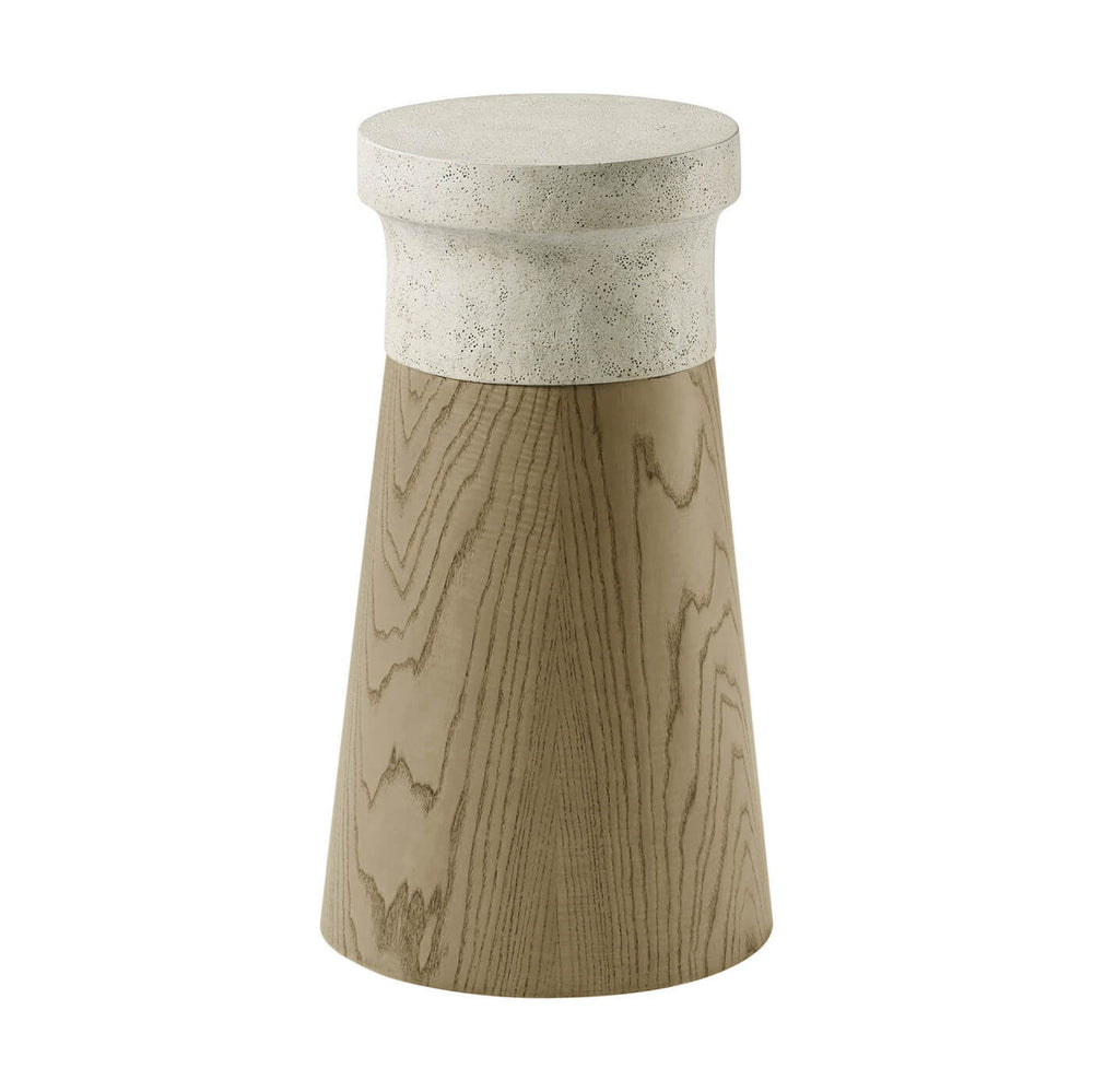 Small cylinder accent table, front view