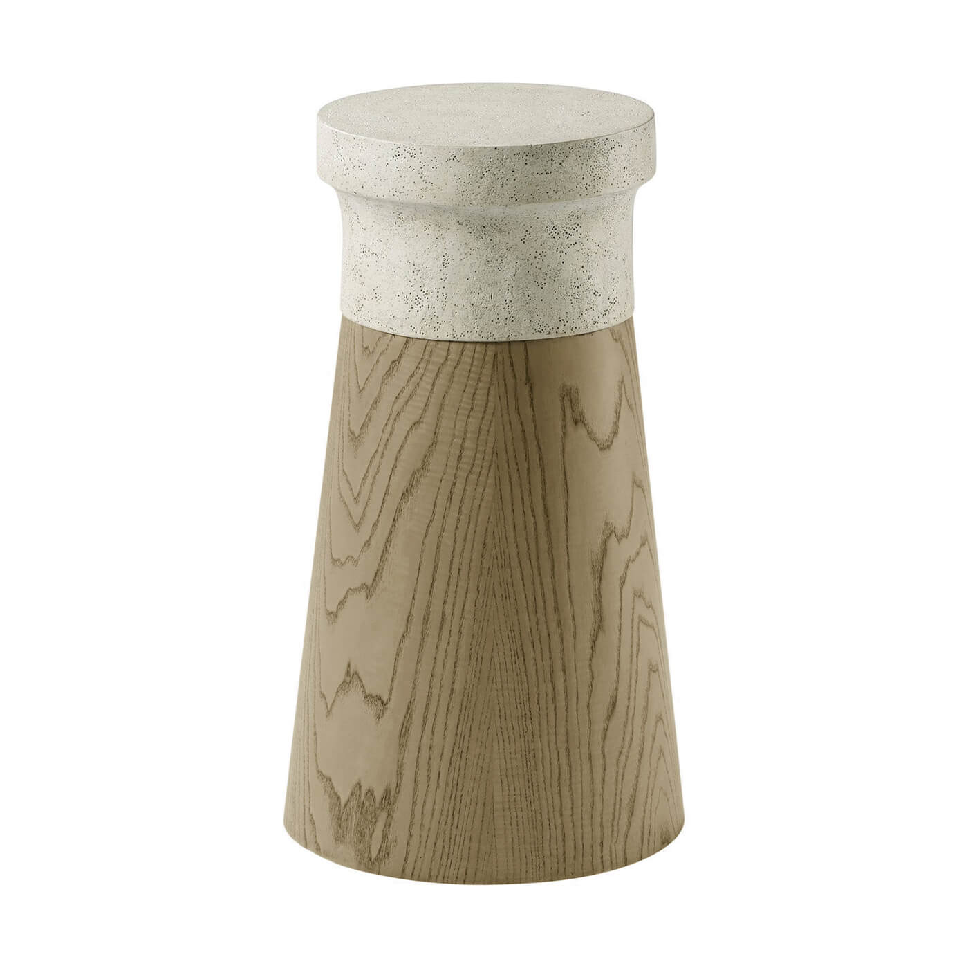 Small cylinder accent table, front view