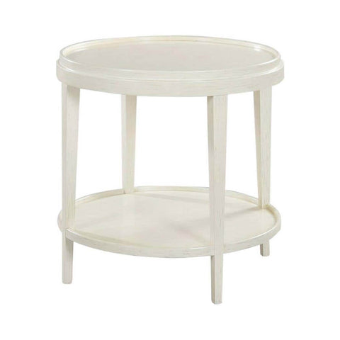 Small Distressed White Classic Round End Table