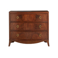 Small English walnut chest of drawers, clear white background.
