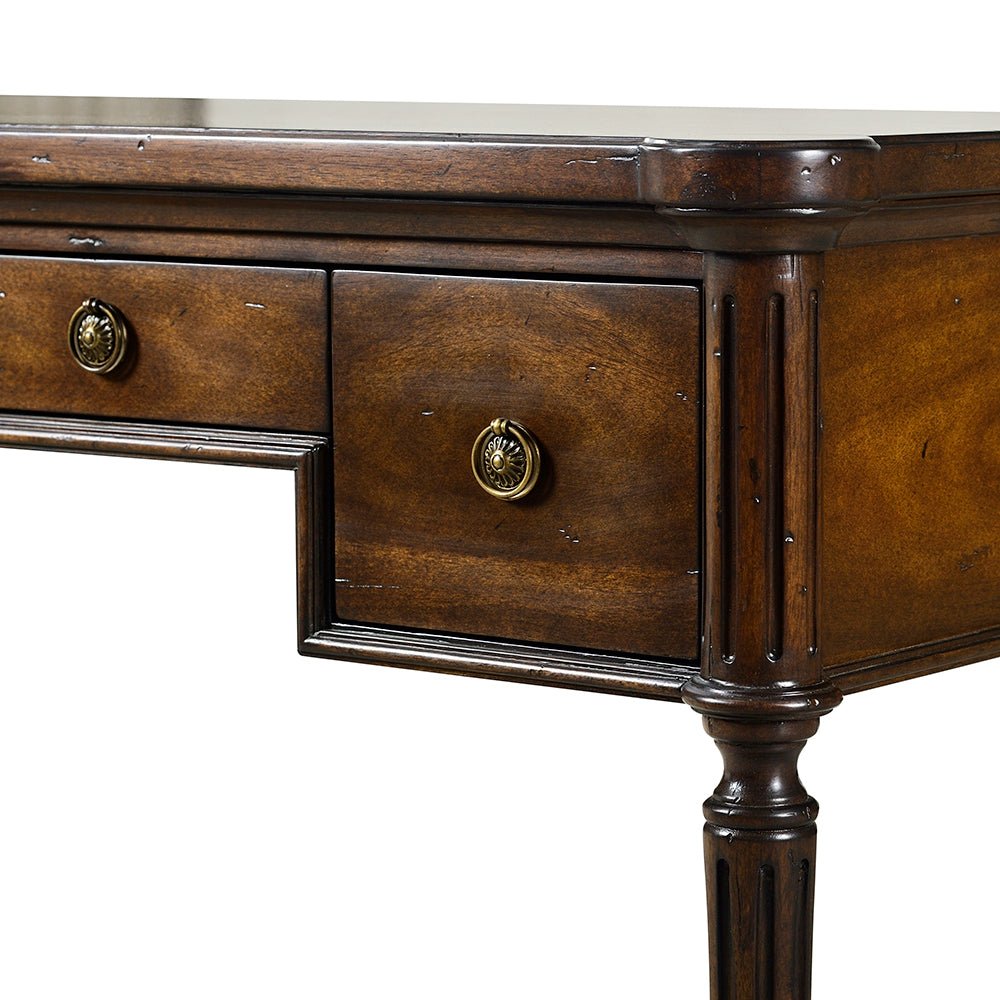 French Louis XVI desk, close-up corner view