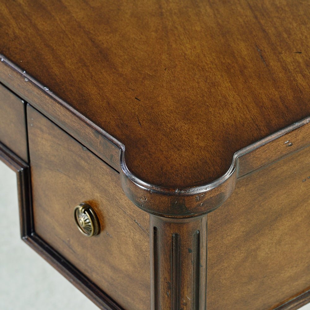 French Louis XVI desk, tabletop corner