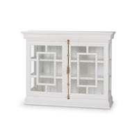 Small French Provincial white credenza front view with doors.