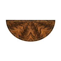 Top view of small mahogany console table surface.