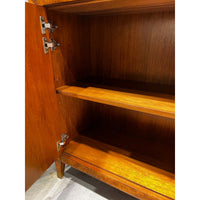 Inside shelf detail of Small Mid-Century Burl Cabinet.