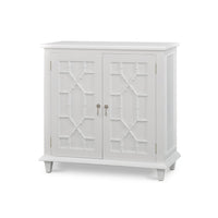 Small mid-century cabinet, true white, angled view.