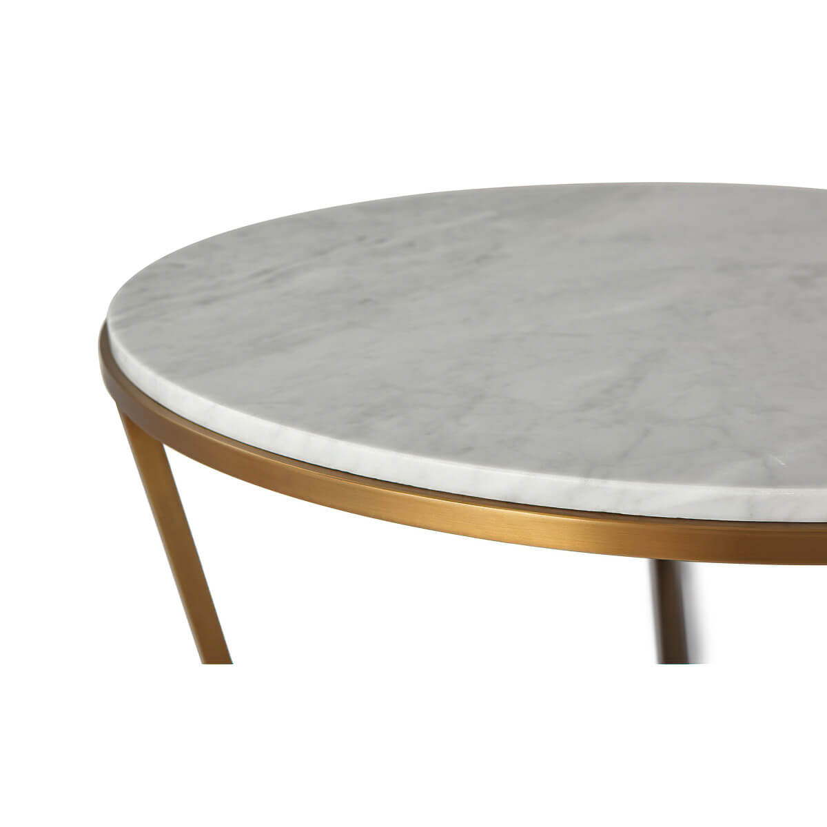 Close-up of marble top and metal edge, cocktail table.