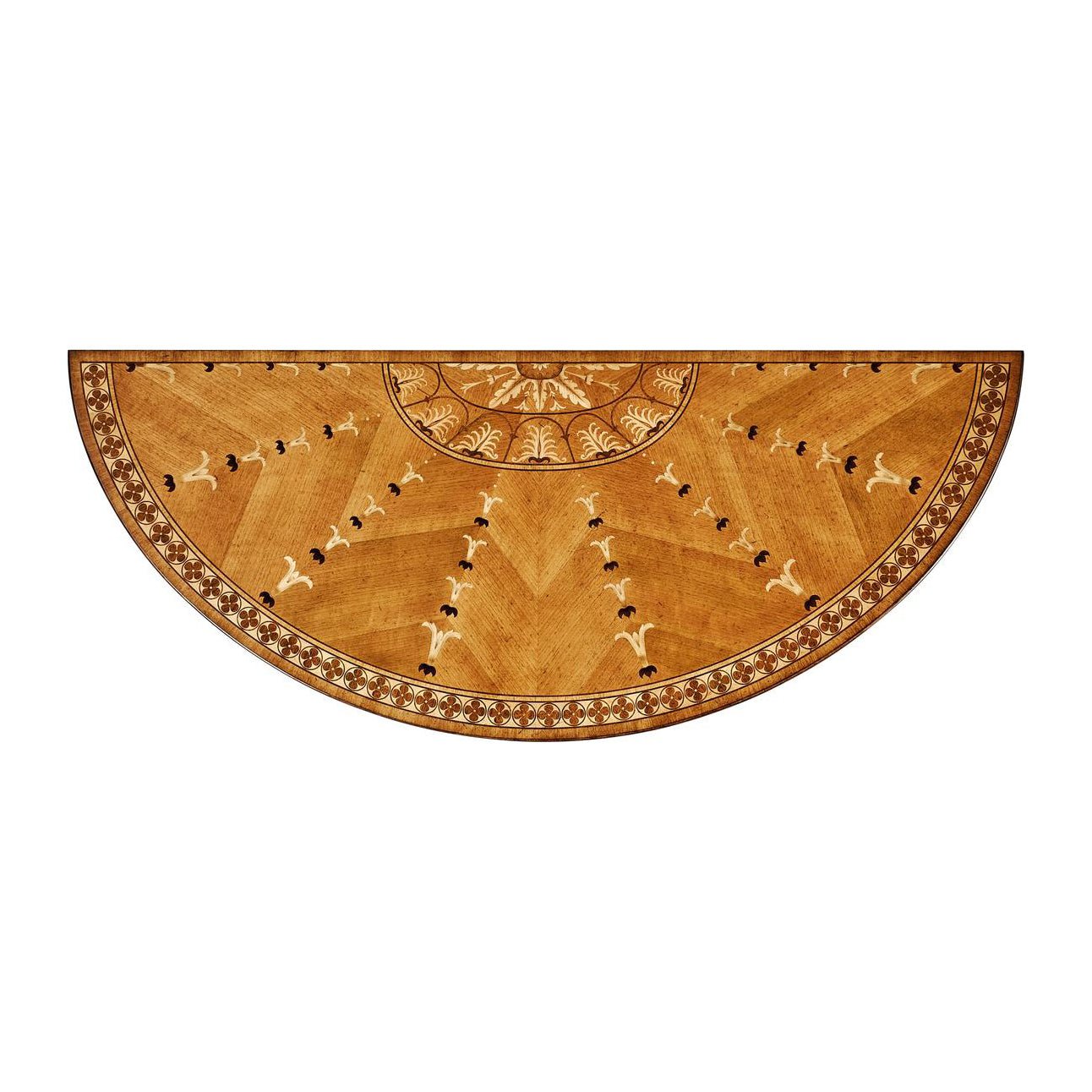 Top view of demi-lune console table design pattern.