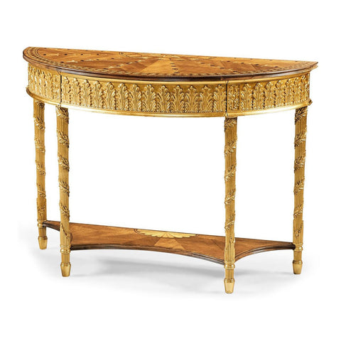 Small Neoclassical Giltwood Demi-Lune Console Table