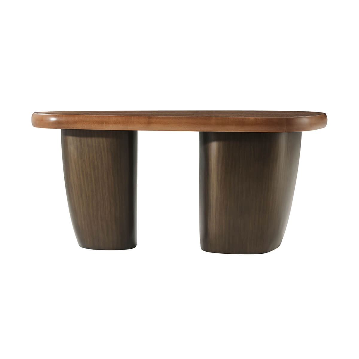 Straight-on view of modern coffee table structure.