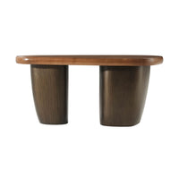 Straight-on view of modern coffee table structure.