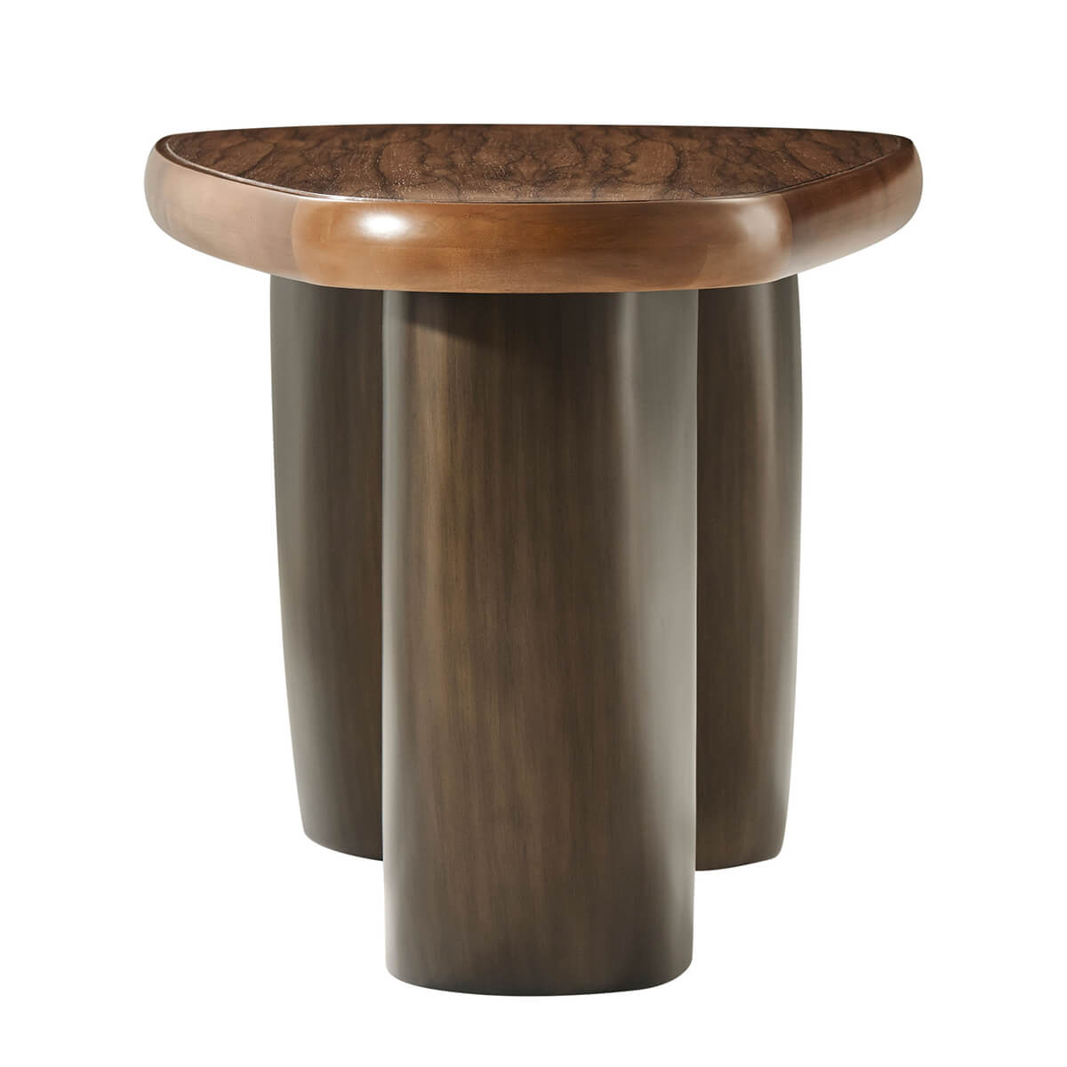 Side close-up of small cocktail table with vertical legs.