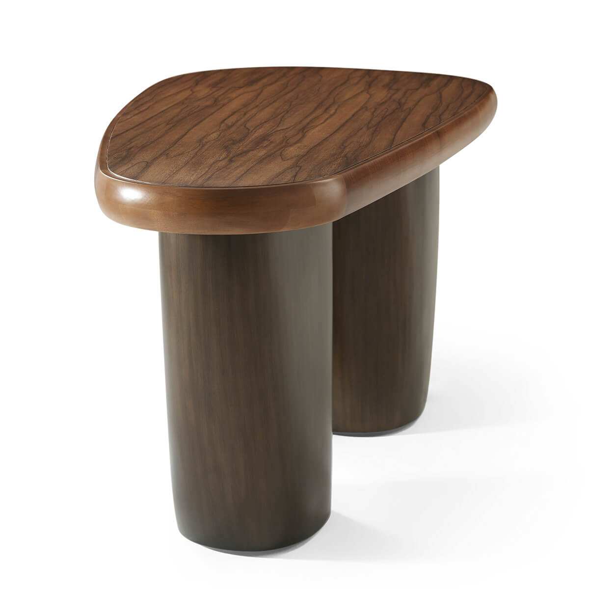 Angled view showing table's wooden top and legs.