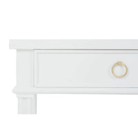 Close-up of console table drawer with ring pull.