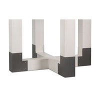 Jupe dining table base, metal and wood design.