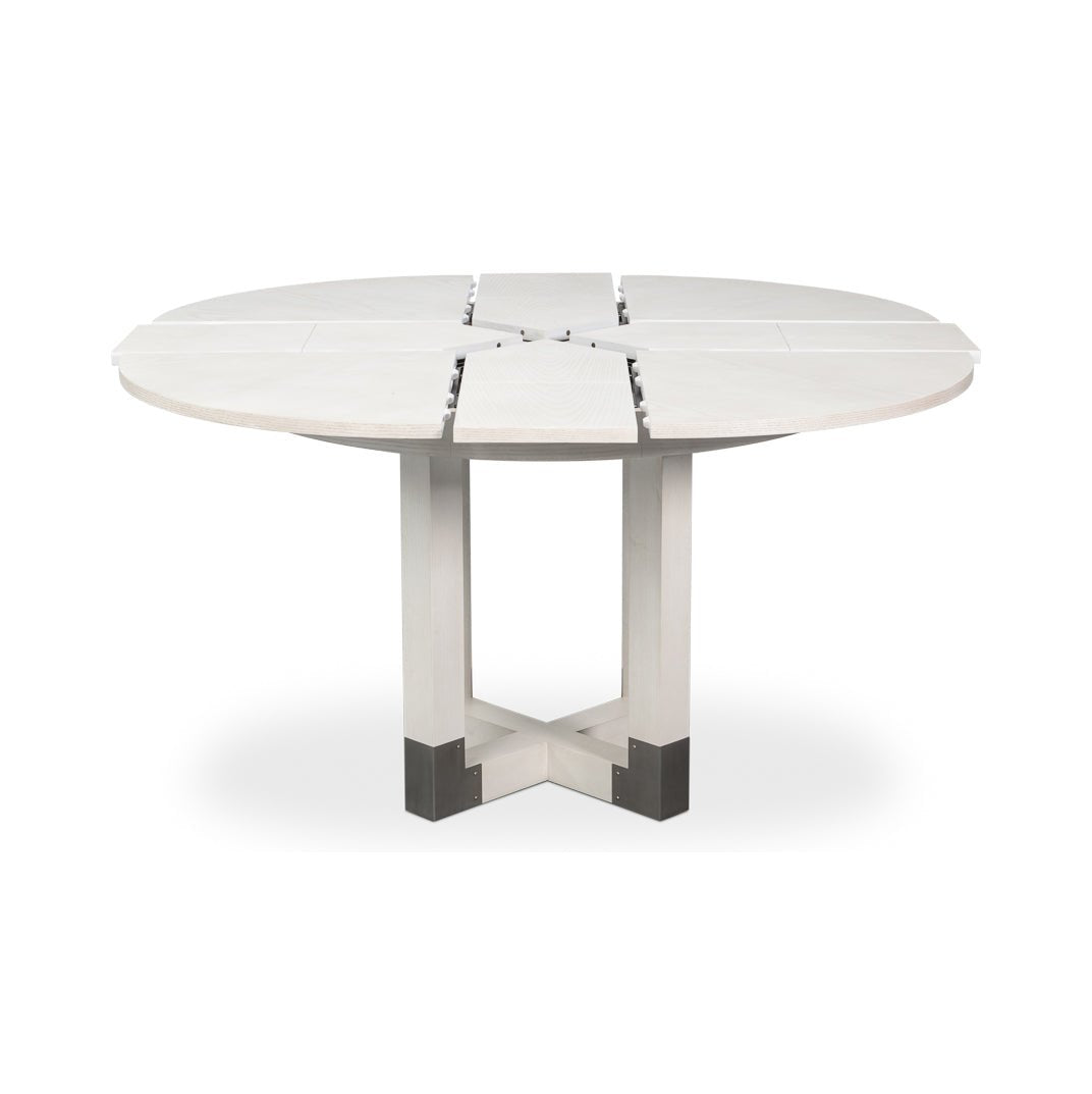 Top view, partially expanded Jupe dining table.