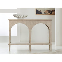 Styled console table with decorative bowl in modern room.
