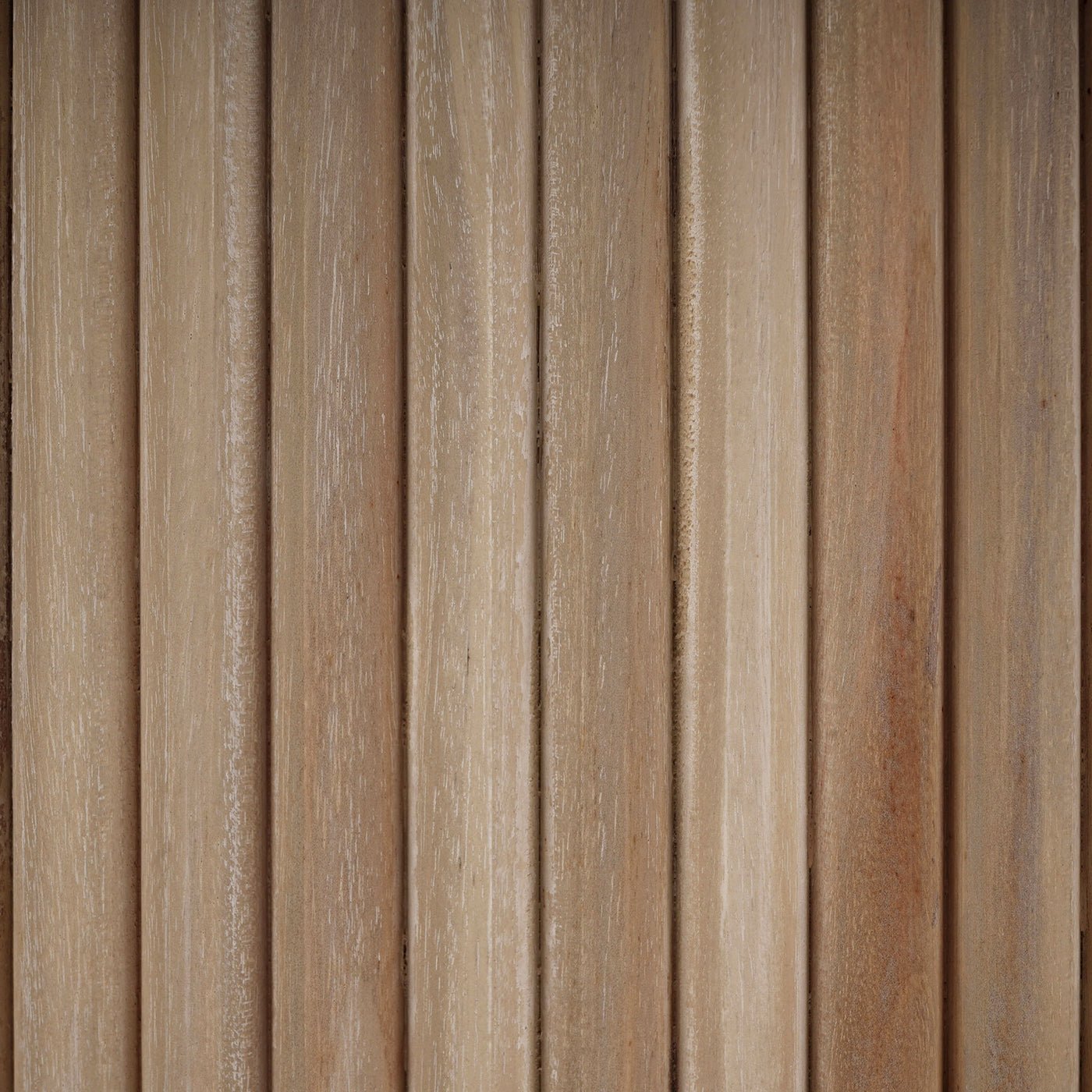 Close-up of coffee table vertical wood slats.