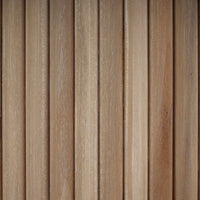 Close-up of coffee table vertical wood slats.